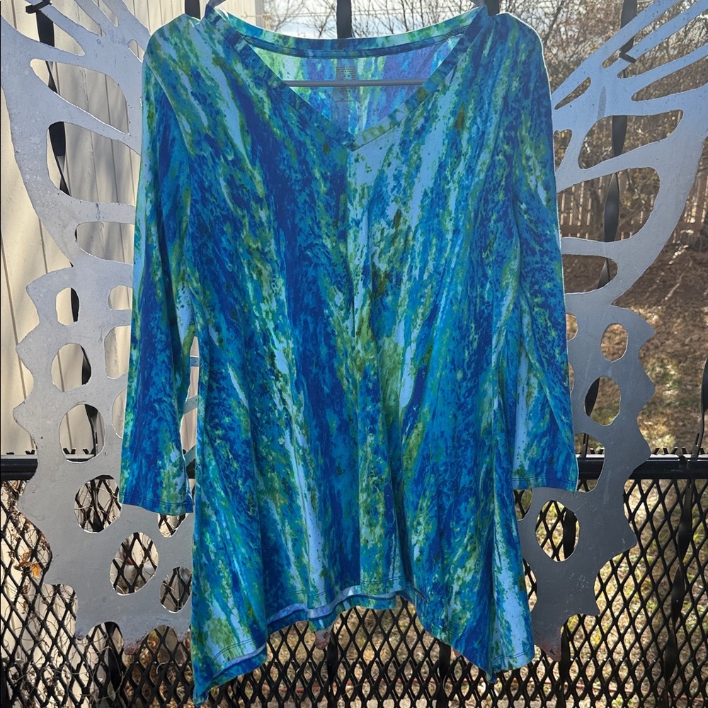 Anne Klein Sport Blue and Green Tunic Top